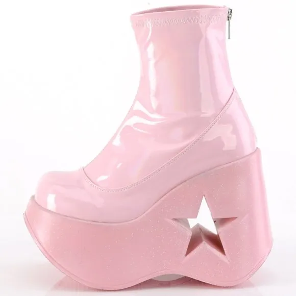 Barbiecore Barbie Platform Star Wedge Stretch Ankle Boots