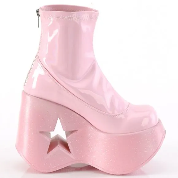 Barbiecore Barbie Platform Star Wedge Stretch Ankle Boots