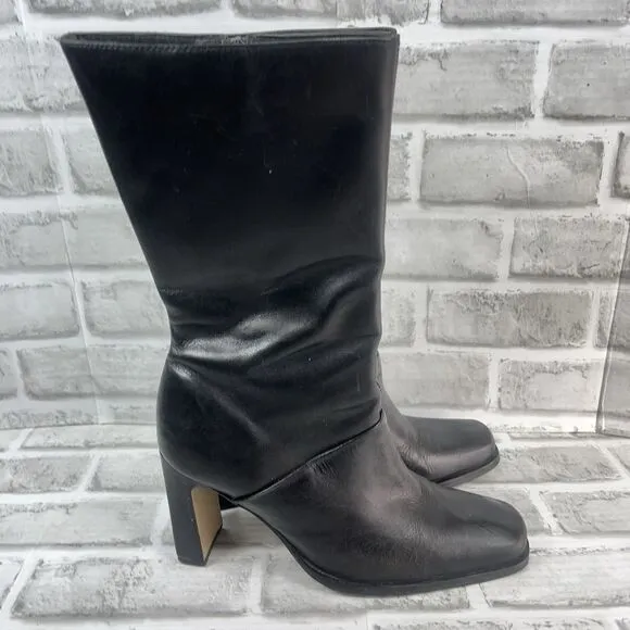 Bass Traynor Women's Size 8.5 Chunky Black Platform Mid Calf Zipper Y2K Boots