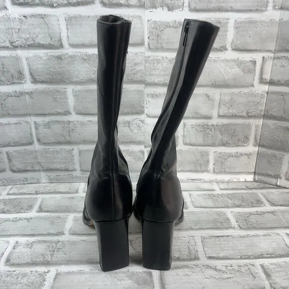 Bass Traynor Women's Size 8.5 Chunky Black Platform Mid Calf Zipper Y2K Boots
