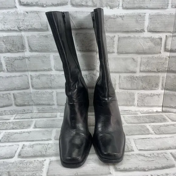 Bass Traynor Women's Size 8.5 Chunky Black Platform Mid Calf Zipper Y2K Boots