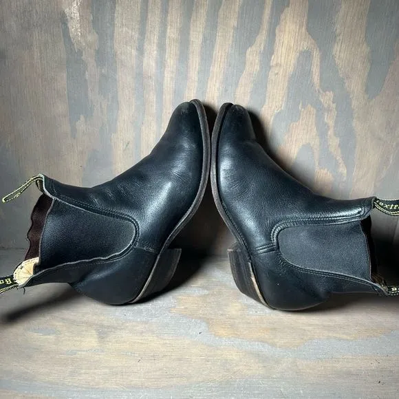Baxter Womens Dancer Chelsea Boots Black Leather Pull Tab Ankle Block Slip On 9
