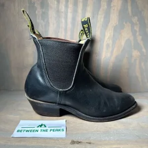 Baxter Womens Dancer Chelsea Boots Black Leather Pull Tab Ankle Block Slip On 9