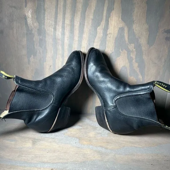 Baxter Womens Dancer Chelsea Boots Black Leather Pull Tab Ankle Block Slip On 9