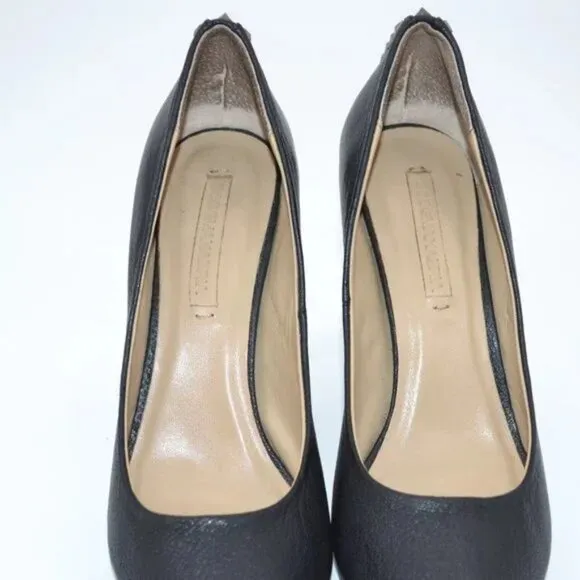 BCBG Maxazria Black Leather Pin-Up Peep Open Toe Stud Spiked Stilettoes Heels 9