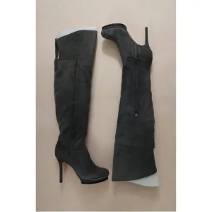 BCBGMAXAZARIA Valerie Gray Suede Over the Knee Platform Boots Size 8.5 $450