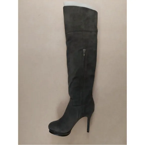 BCBGMAXAZARIA Valerie Gray Suede Over the Knee Platform Boots Size 8.5 $450