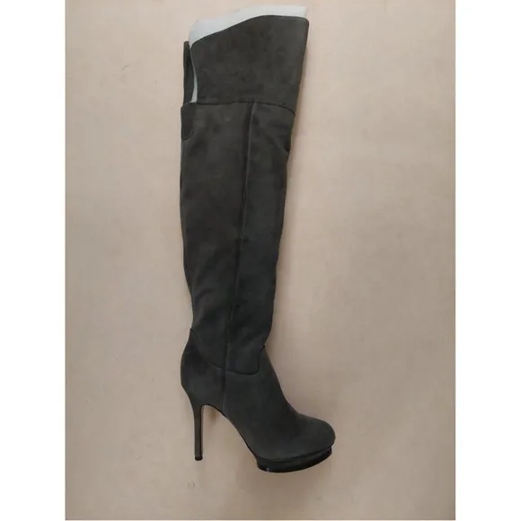 BCBGMAXAZARIA Valerie Gray Suede Over the Knee Platform Boots Size 8.5 $450