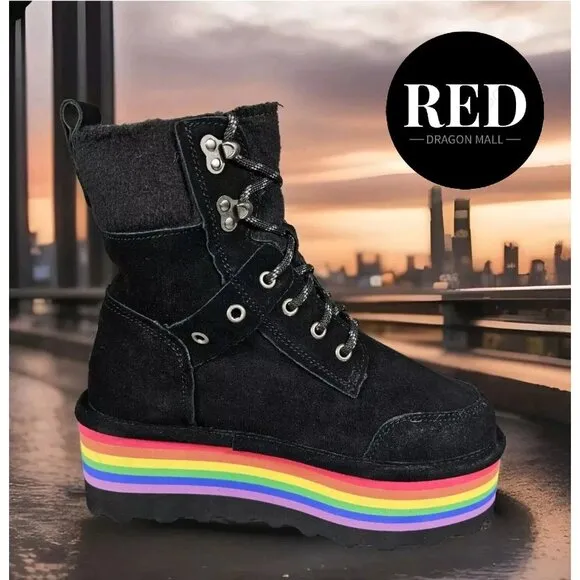 Bearpaw Retro Alicia Rainbow Platform Boots - Women's Size 7 - NEW!!