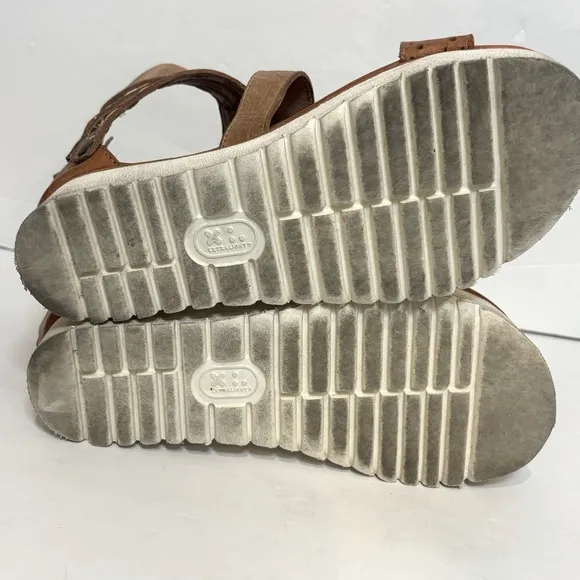 Bed Stu Artemia Tan Leather Platform Gladiator Ankle Zip Sandals 6.5