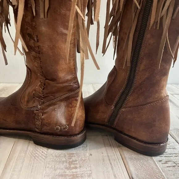 BED STU HOPLIA Leather Fringe Knee High Boots