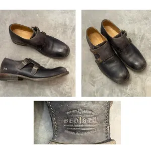 Bed Stu Men's Black Leather Double Monk Strap Oxford Shoes Size 10.5