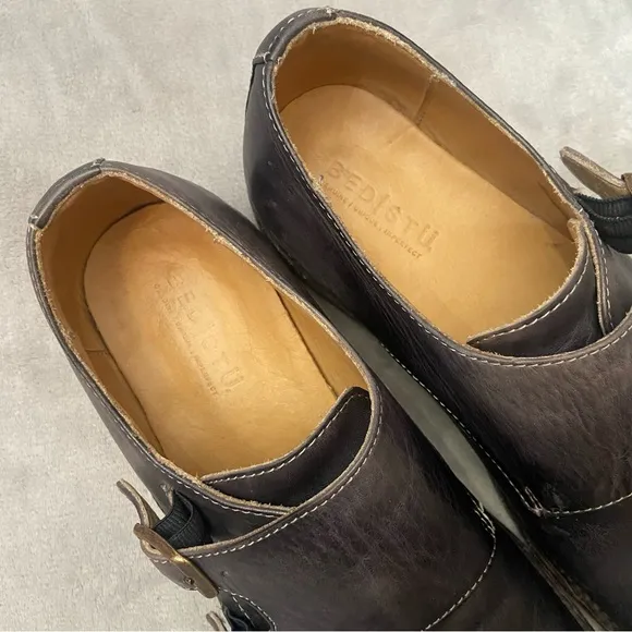 Bed Stu Men's Black Leather Double Monk Strap Oxford Shoes Size 10.5