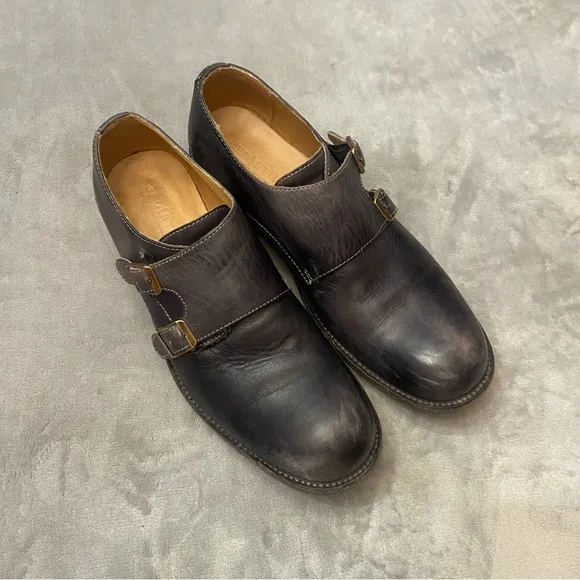 Bed Stu Men's Black Leather Double Monk Strap Oxford Shoes Size 10.5