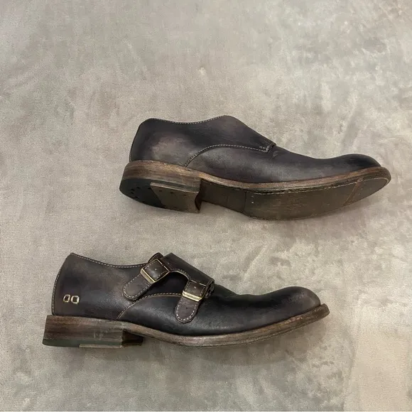 Bed Stu Men's Black Leather Double Monk Strap Oxford Shoes Size 10.5