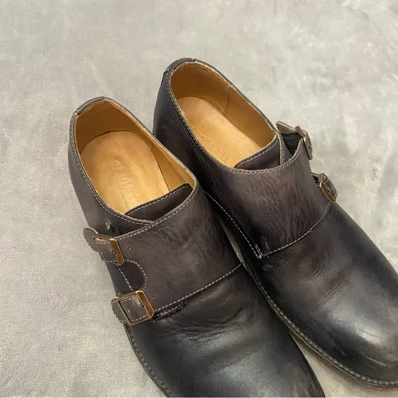 Bed Stu Men's Black Leather Double Monk Strap Oxford Shoes Size 10.5
