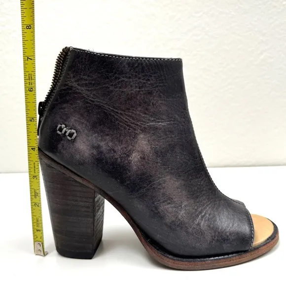 Bed Stu Onset Leather Peep Toe Booties Size 7.5