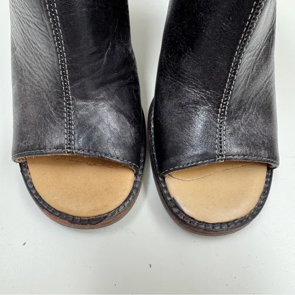 Bed Stu Onset Leather Peep Toe Booties Size 7.5