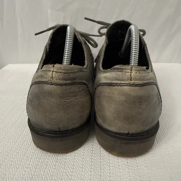 Bed Stu Shoes Mens 12 Gray Leather Distressed Cap Toe Casual Laced Up‎ Oxfords