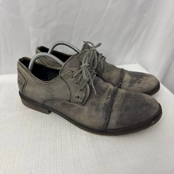 Bed Stu Shoes Mens 12 Gray Leather Distressed Cap Toe Casual Laced Up‎ Oxfords