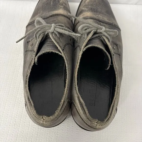Bed Stu Shoes Mens 12 Gray Leather Distressed Cap Toe Casual Laced Up‎ Oxfords