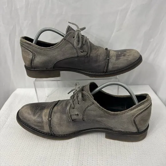 Bed Stu Shoes Mens 12 Gray Leather Distressed Cap Toe Casual Laced Up‎ Oxfords