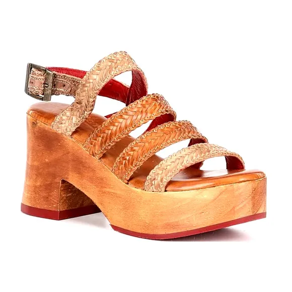 Bed Stu Voicing Braided Leather Platform Wedge Sandals | Womens 10 Brown $210