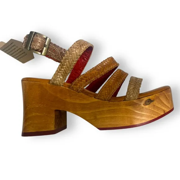 Bed Stu Voicing Braided Leather Platform Wedge Sandals | Womens 10 Brown $210