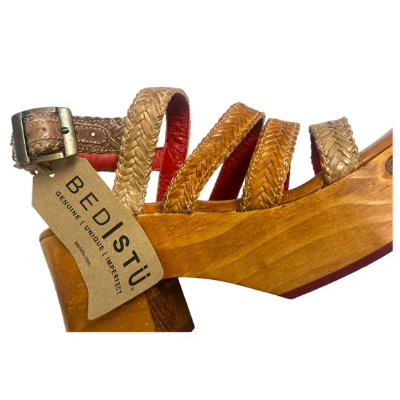 Bed Stu Voicing Braided Leather Platform Wedge Sandals | Womens 10 Brown $210