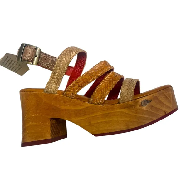 Bed Stu Voicing Braided Leather Platform Wedge Sandals | Womens 10 Brown $210