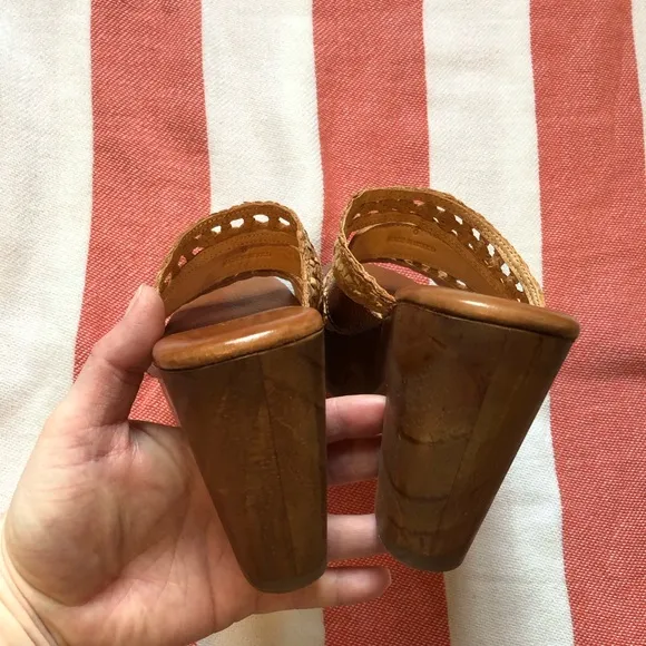 Bed Stu Wood and Leather Platform Sandals