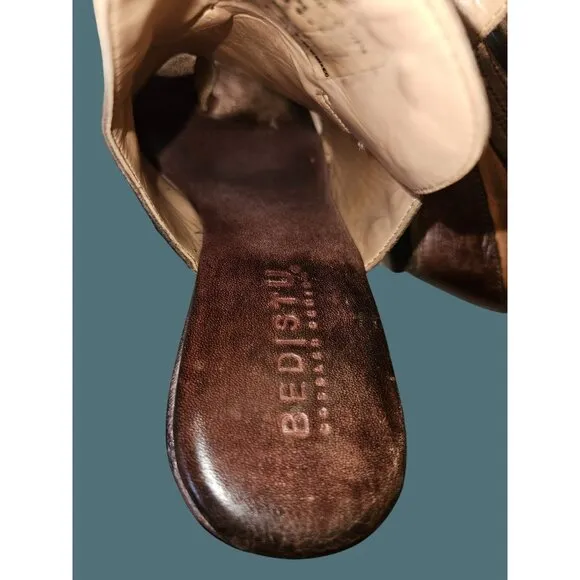 Bedstu Upper Leather Joanne Platform Wedge Sandals Women Size 7.5
