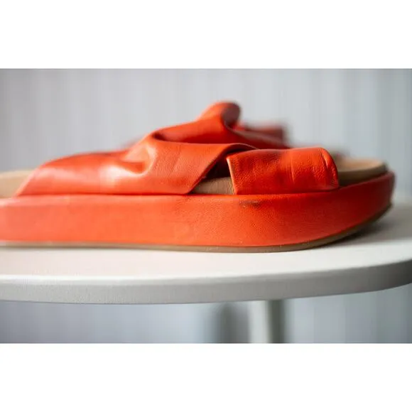 Beek Kite Platform Side Sandals Orange Anthropologie 9 READ