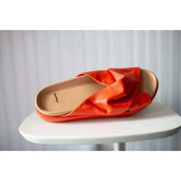 Beek Kite Platform Side Sandals Orange Anthropologie 9 READ