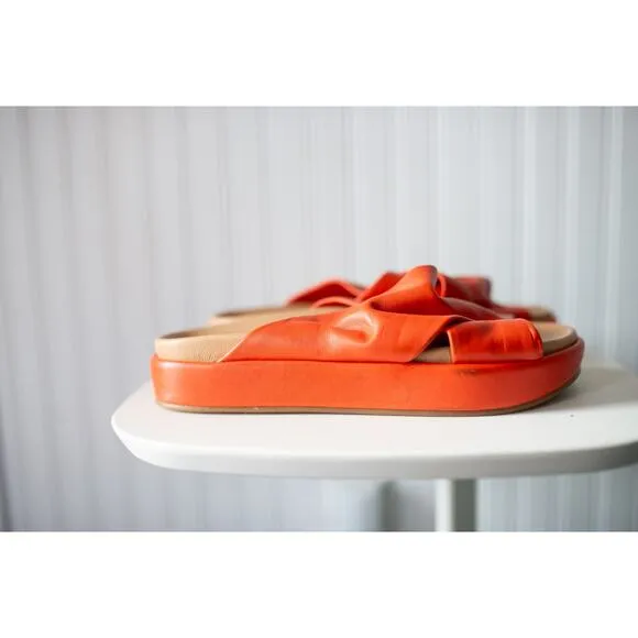 Beek Kite Platform Side Sandals Orange Anthropologie 9 READ