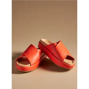 Beek Kite Platform Side Sandals Orange Anthropologie 9 READ