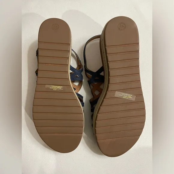 Bella Vita Zip-Italy Espadrille Women’s Suede Flatform Sandals Navy Size 6.5