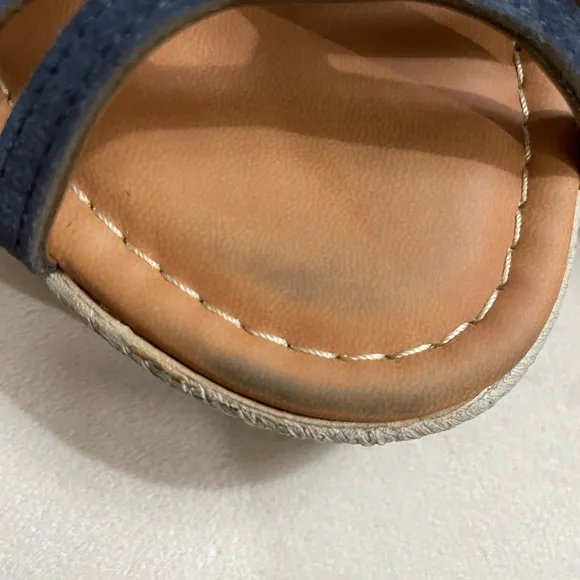 Bella Vita Zip-Italy Espadrille Women’s Suede Flatform Sandals Navy Size 6.5