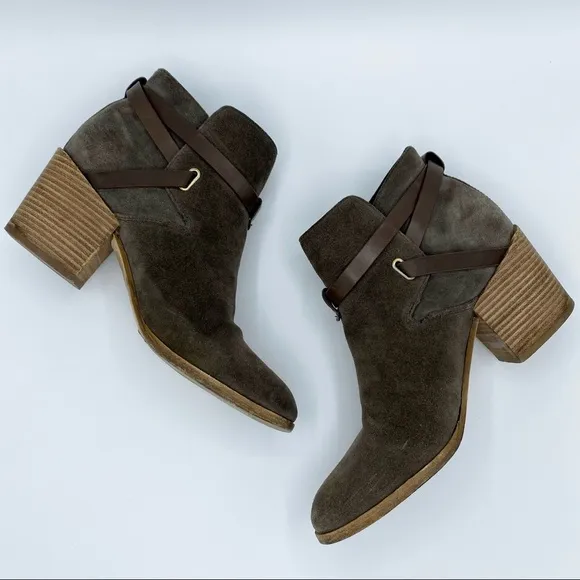 Belle Sigerson Morrison Brown Suede Hannah Harness Boots Size 8.5
