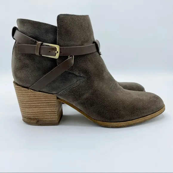 Belle Sigerson Morrison Brown Suede Hannah Harness Boots Size 8.5