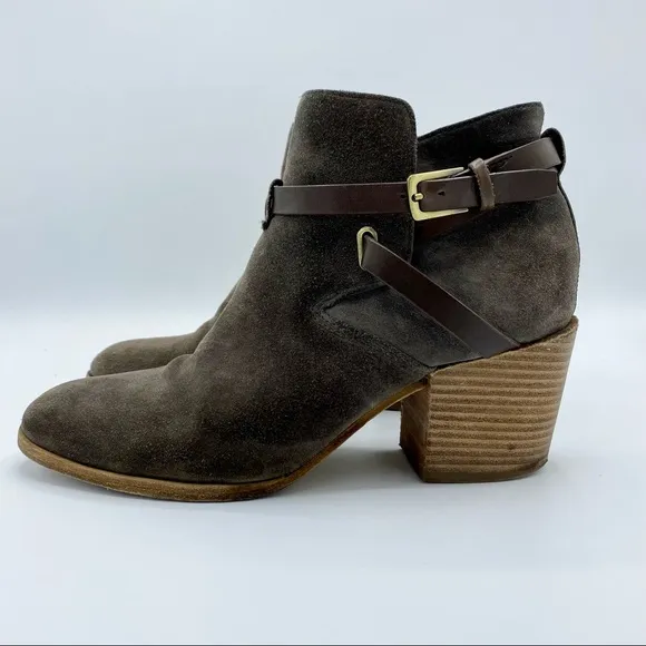 Belle Sigerson Morrison Brown Suede Hannah Harness Boots Size 8.5