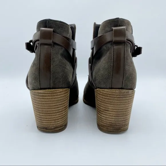 Belle Sigerson Morrison Brown Suede Hannah Harness Boots Size 8.5
