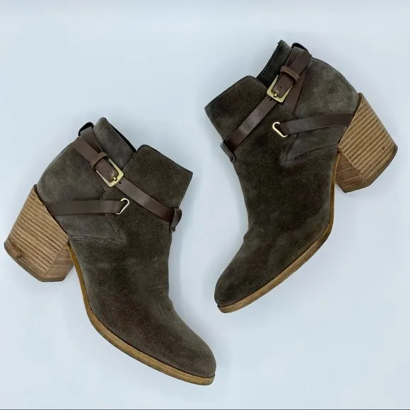 Belle Sigerson Morrison Brown Suede Hannah Harness Boots Size 8.5