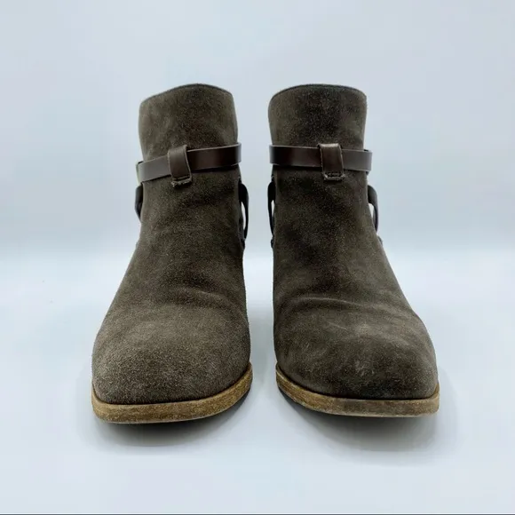 Belle Sigerson Morrison Brown Suede Hannah Harness Boots Size 8.5