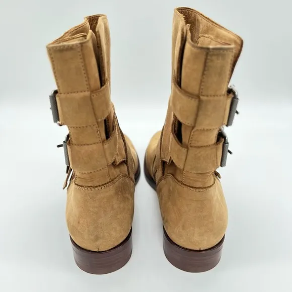 Belstaff Tan Suede Moto Style Boots EU 36