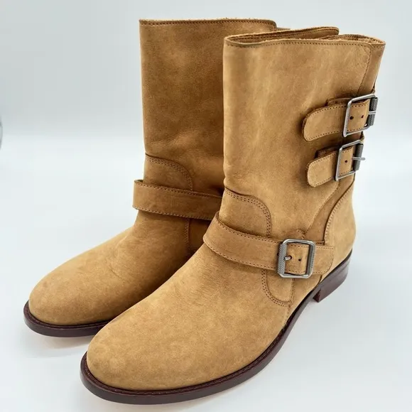 Belstaff Tan Suede Moto Style Boots EU 36