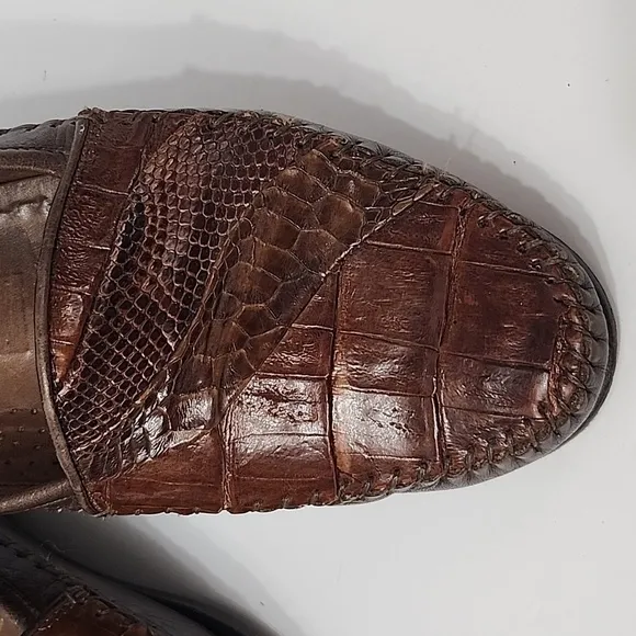 BELVEDERE FLORENCE CROCODILE AND LIZARD LOAFERS MENS 9