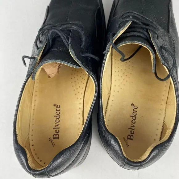 Belvedere Studio Bay Bridge Black Leather Derby Shoes Size 13  EEE,Dress Shoes
