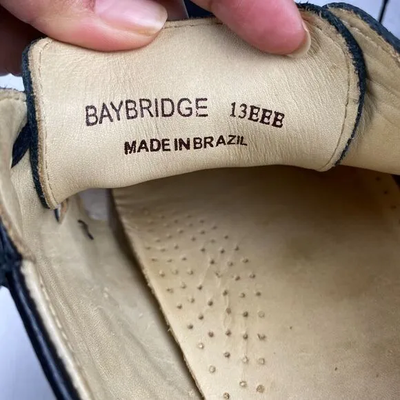 Belvedere Studio Bay Bridge Black Leather Derby Shoes Size 13  EEE,Dress Shoes