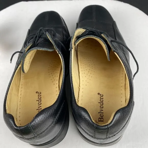 Belvedere Studio Bay Bridge Black Leather Derby Shoes Size 13  EEE,Dress Shoes